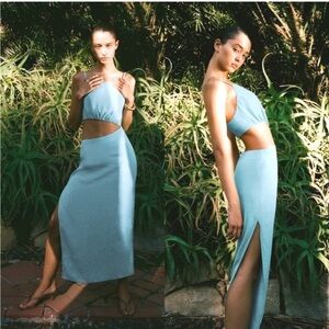 NWT Reformation Dress Kiwi Cutout Midi in Turquoise Blue